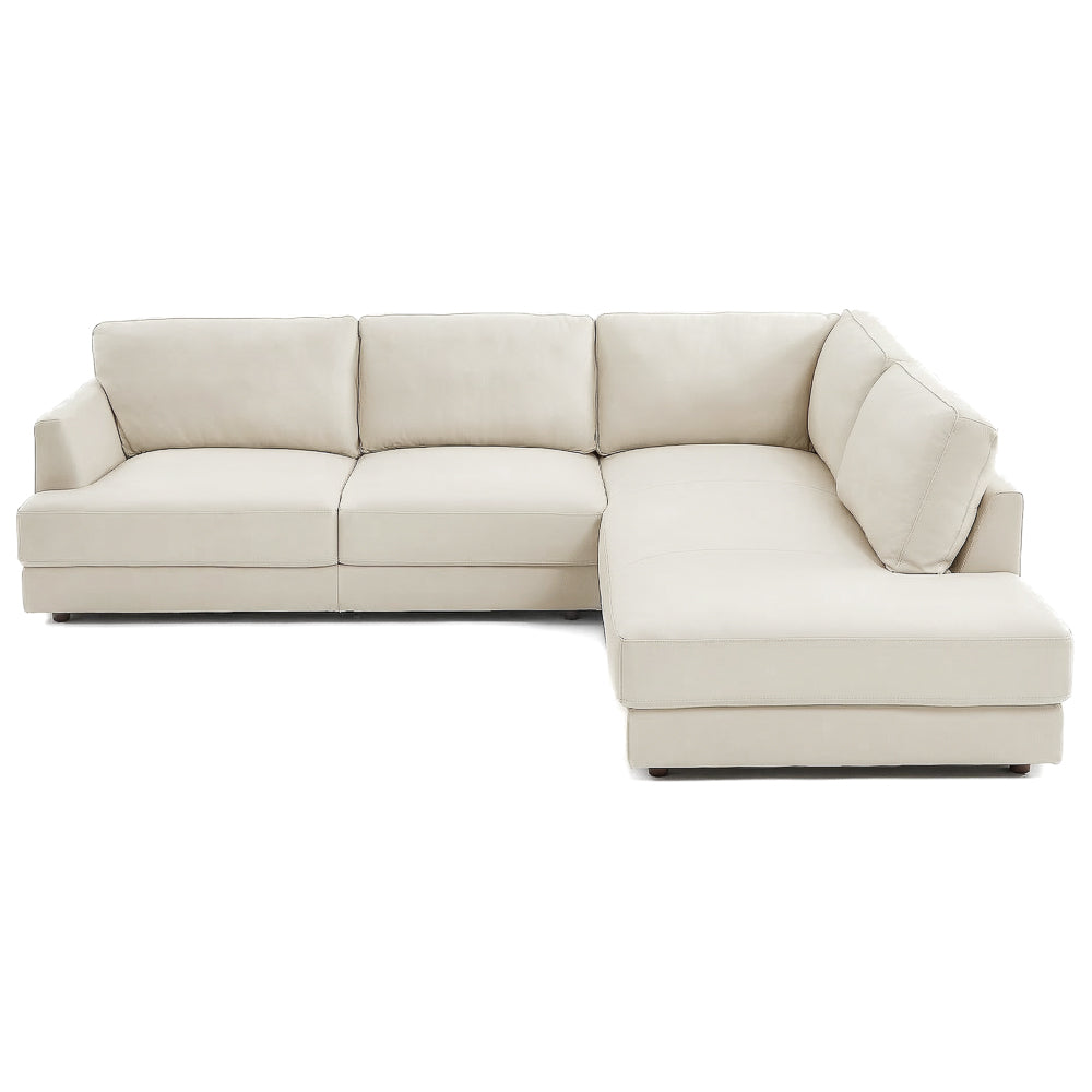 Glendale Modern Cream Top-Grain Leather Sectional Sofa | MidinMod