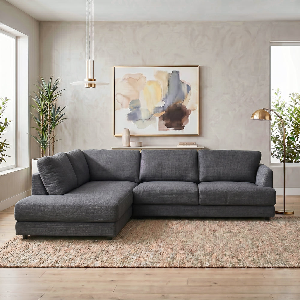 Glendale Grey Fabric L-Shaped Sectional Sofa & Chaise | MidinMod
