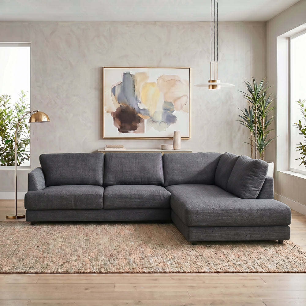 Glendale Grey Fabric L-Shaped Sectional Sofa & Chaise | MidinMod