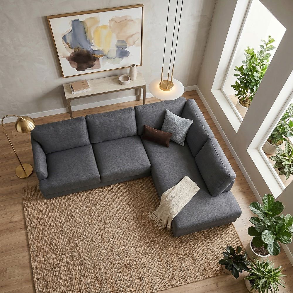 Glendale Grey Fabric L-Shaped Sectional Sofa & Chaise | MidinMod