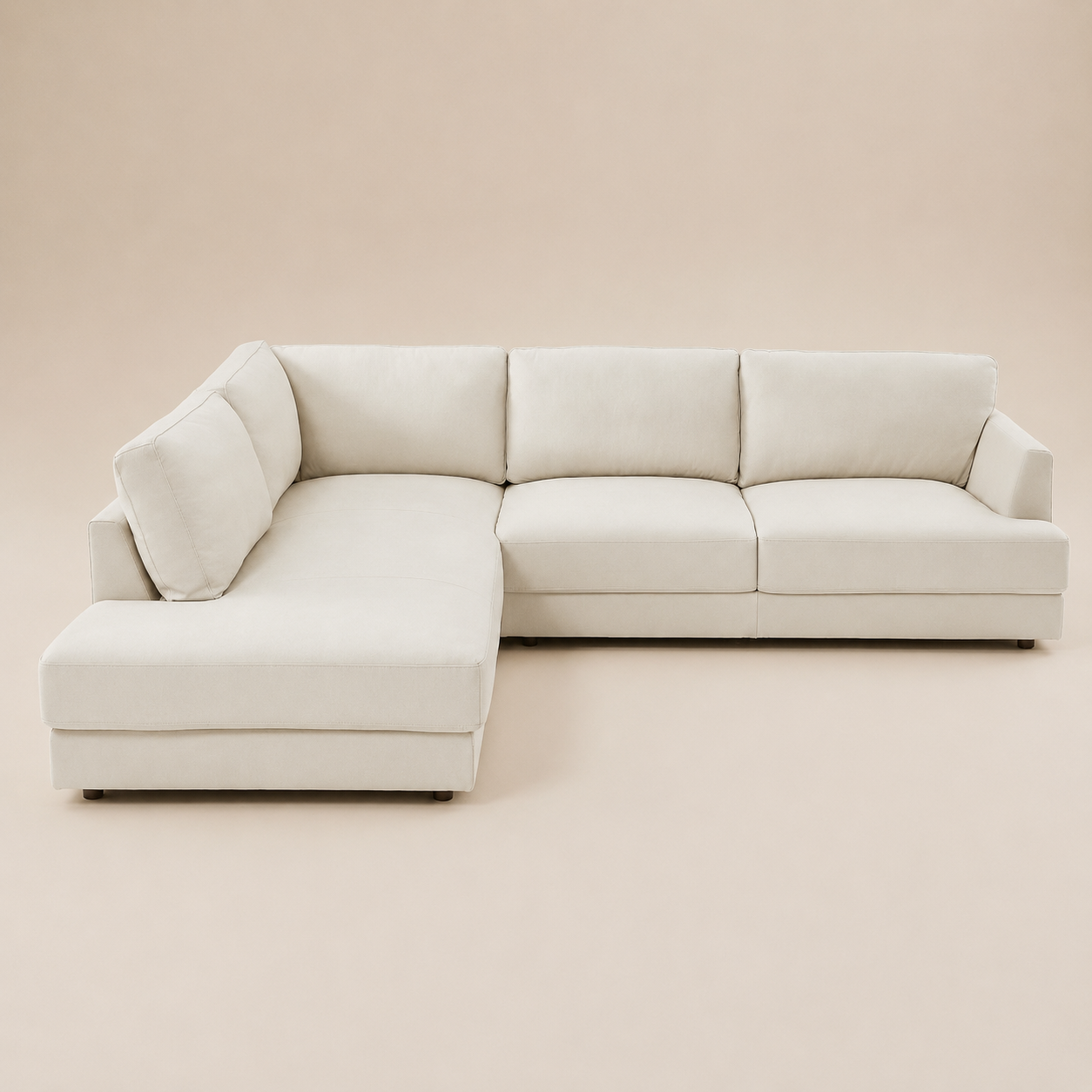 Glendale Modern Cream Top-Grain Leather Sectional Sofa | MidinMod