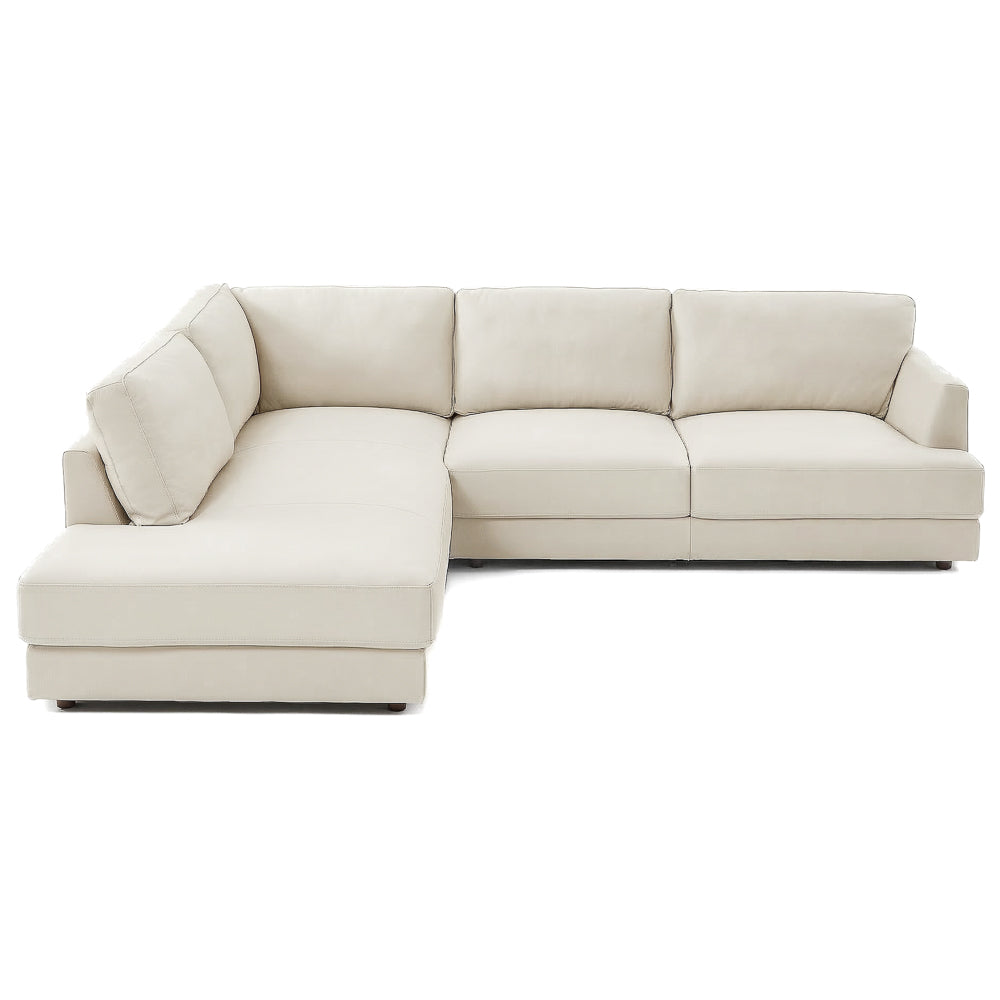 Glendale Modern Cream Top-Grain Leather Sectional Sofa | MidinMod