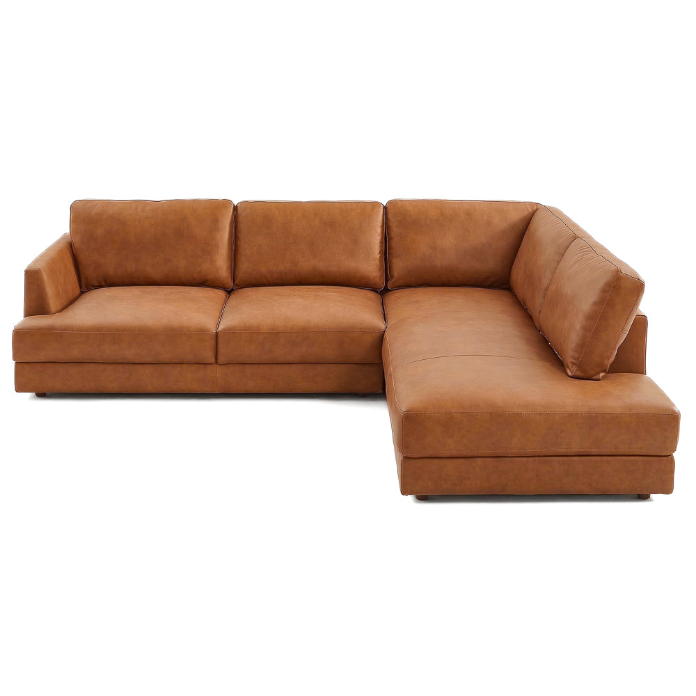 Glendale Modern Tan Top-Grain Leather Sectional Sofa | MidinMod