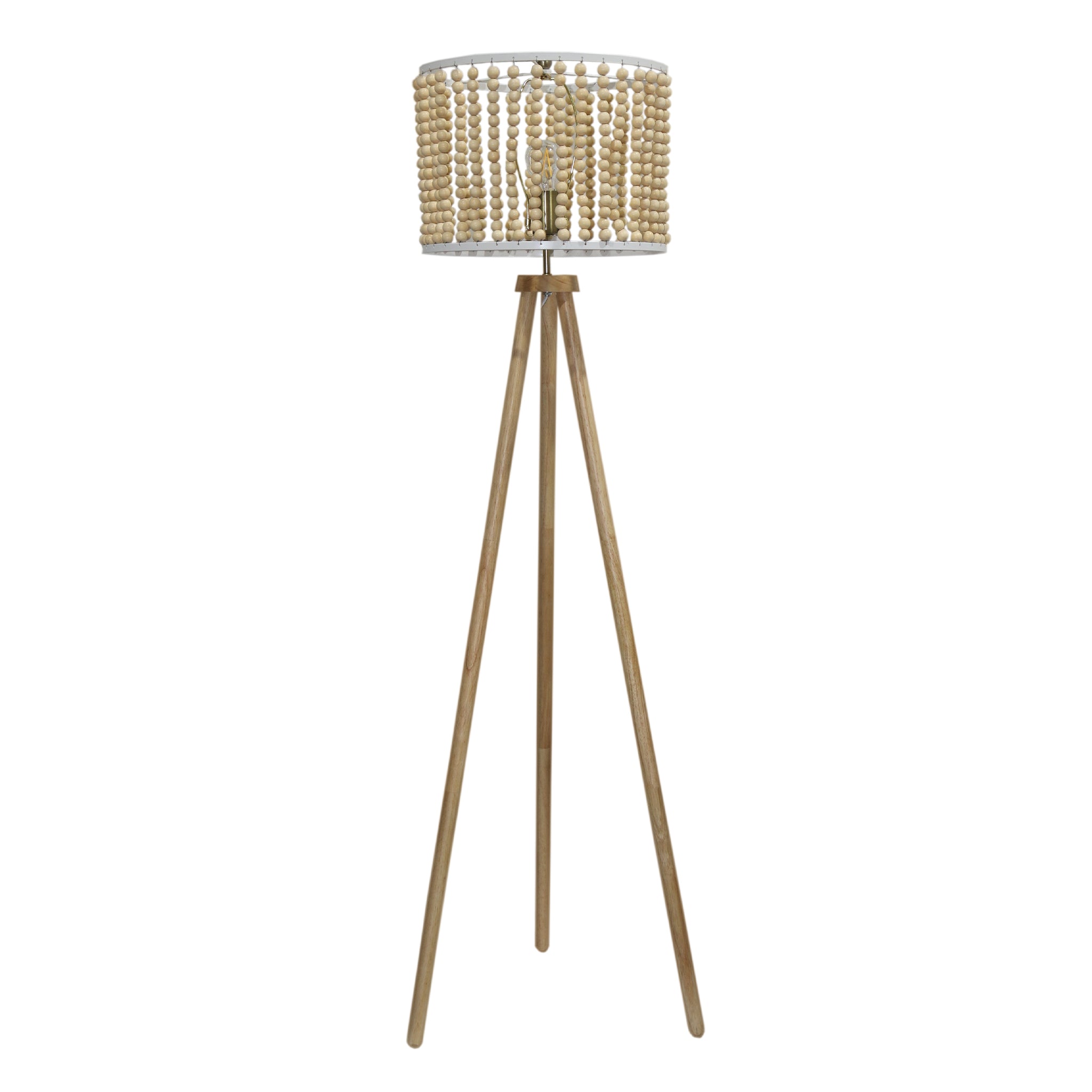 Halo Beaded Three Legged Floor Lamp - Natural