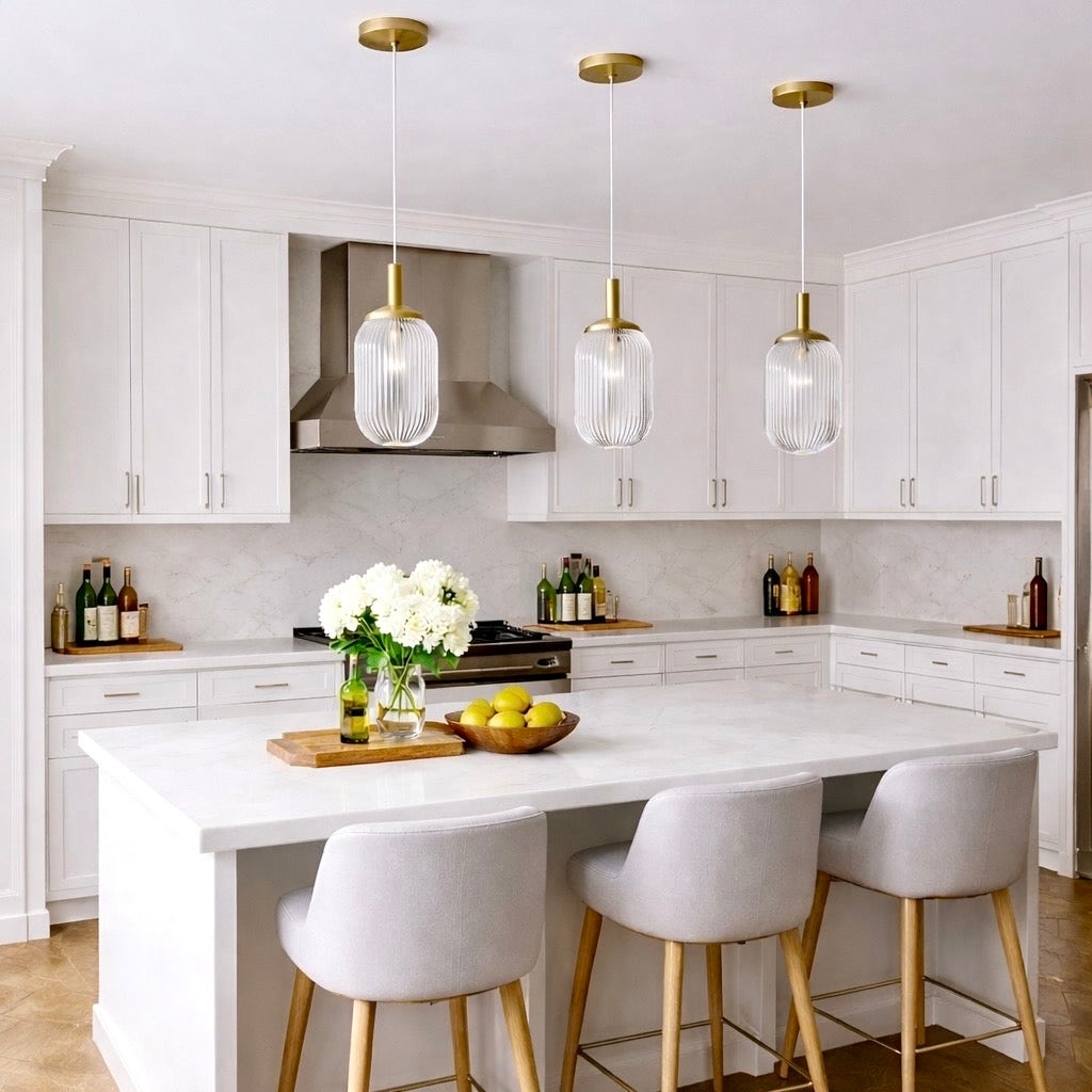 Halo Pendant Lamp | Gold-Painted Metal & Clear Glass | MidinMod