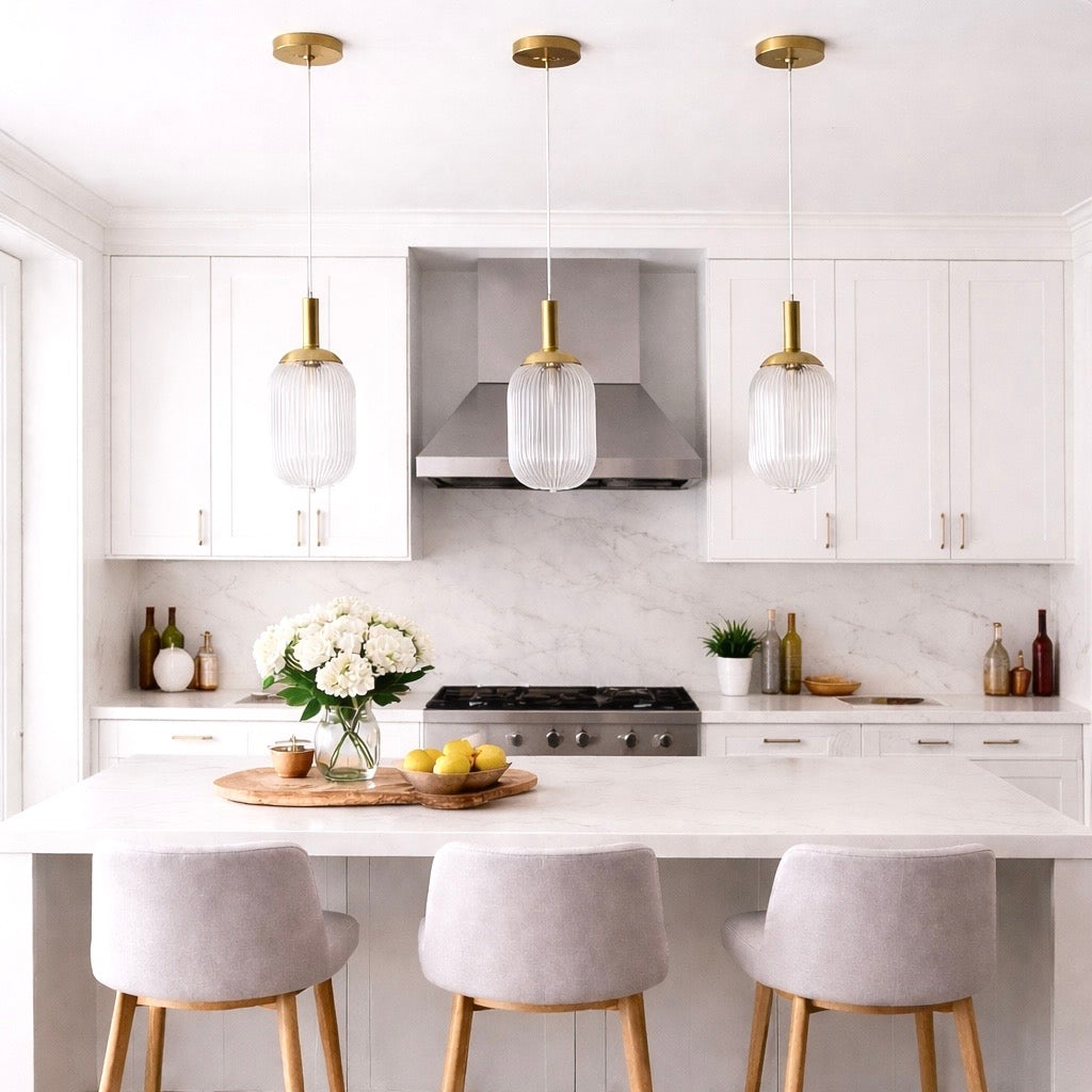 Halo Pendant Lamp | Gold-Painted Metal & Clear Glass | MidinMod
