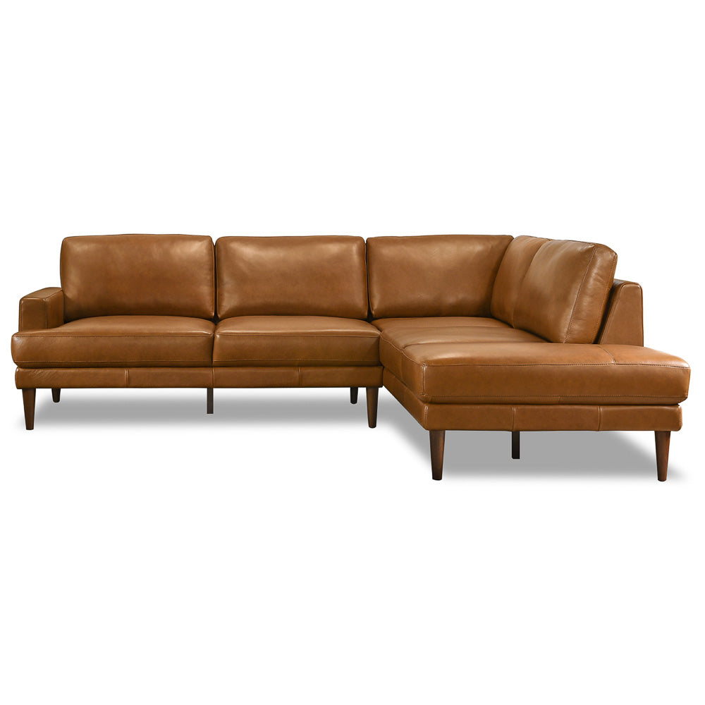 Harmony Tan Leather Sectional Sofa Right Facing Chaise - MidinMod