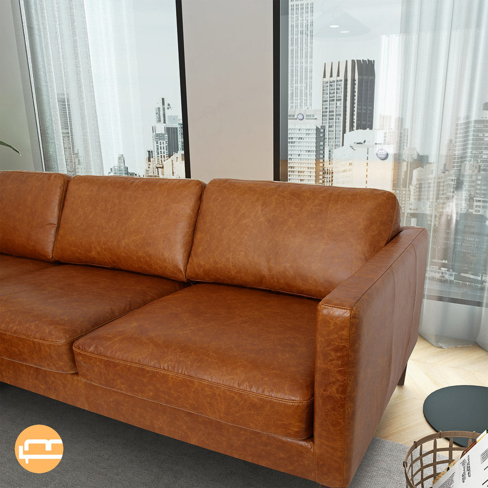 Hawthorne Sectional Left Leather Sofa - Waxy Cognac