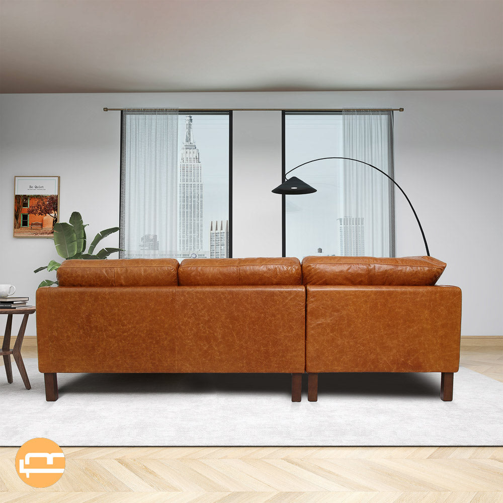 Hawthorne Sectional Left Leather Sofa - Waxy Cognac