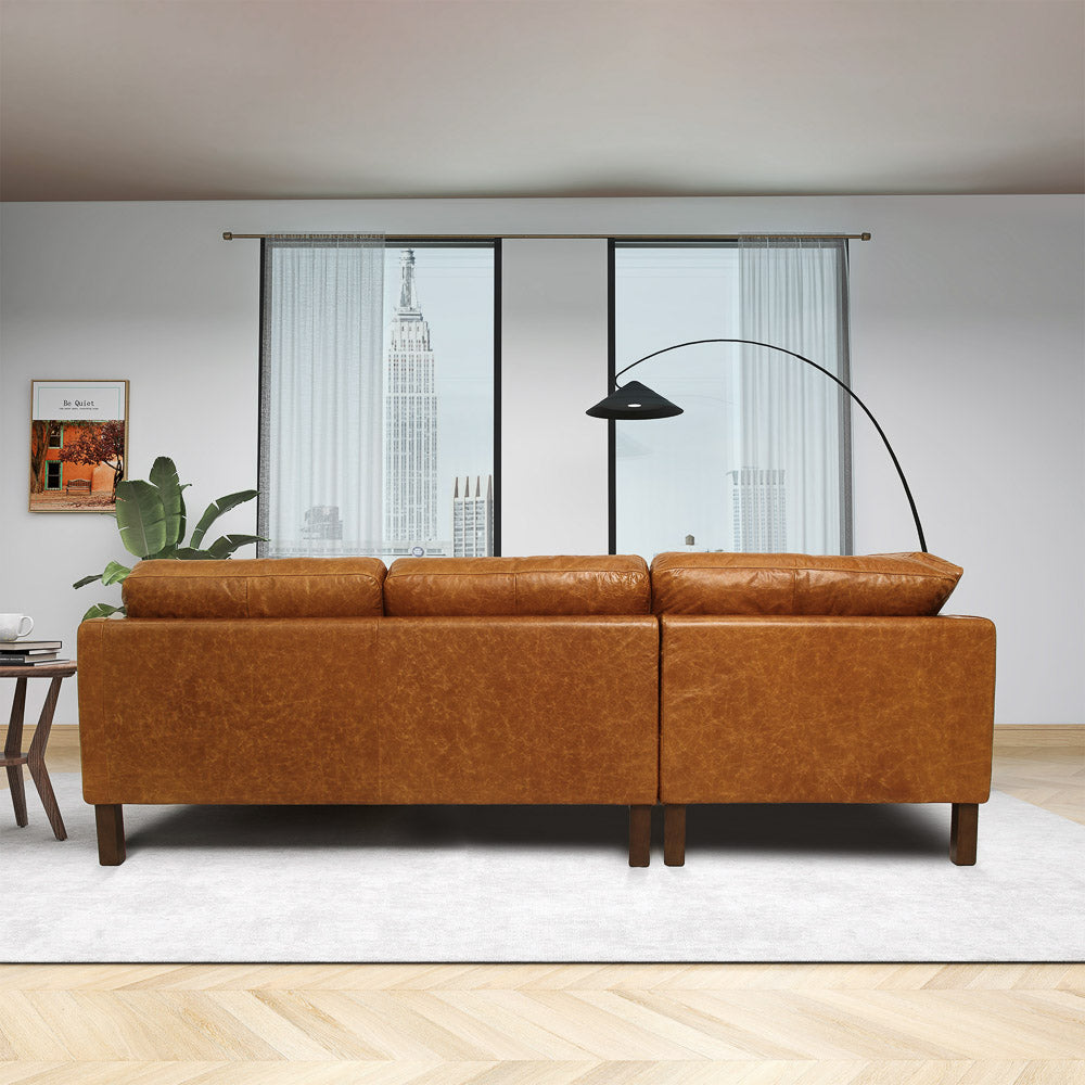 Hawthorne Sectional Left Leather Sofa - Waxy Cognac