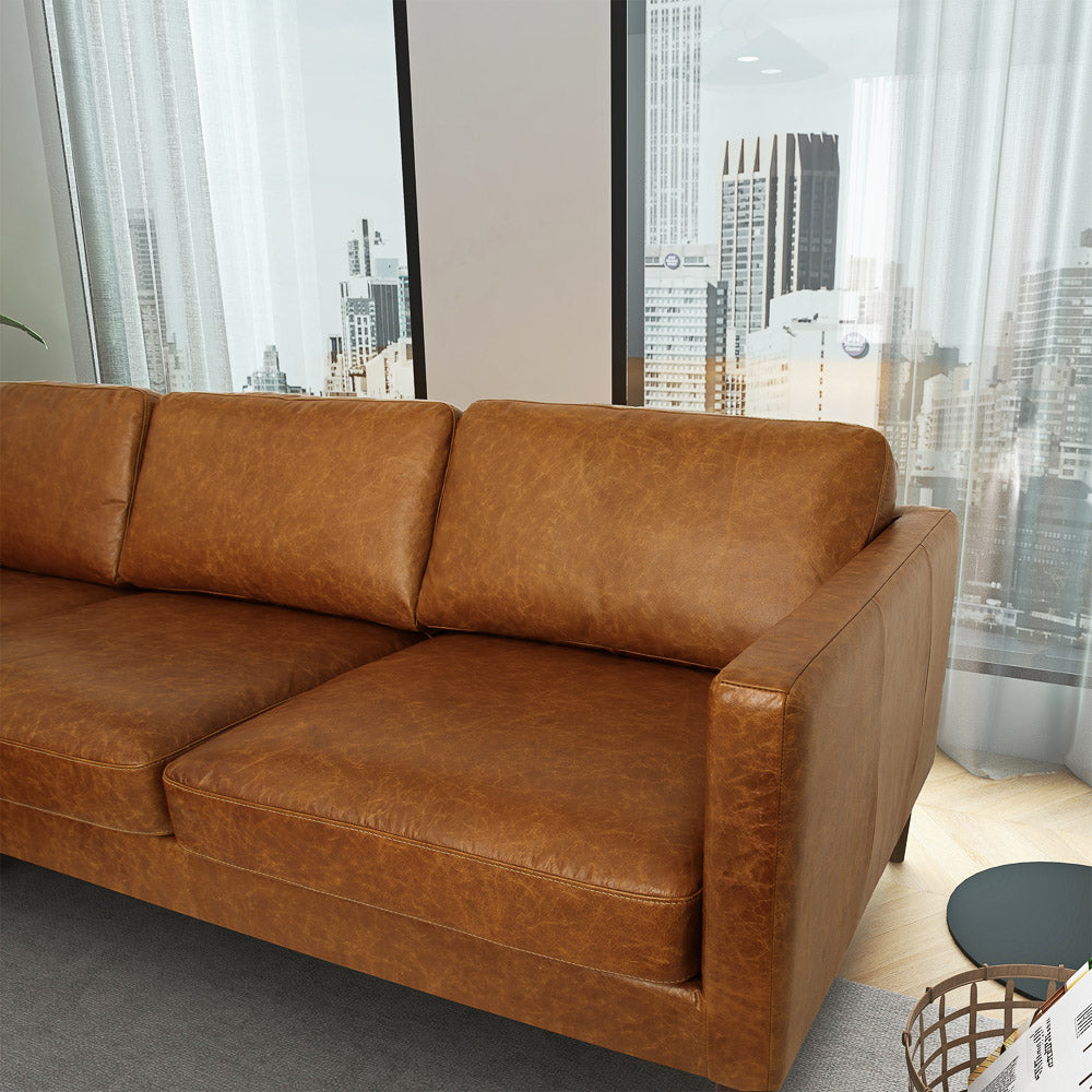 Hawthorne Sectional Left Leather Sofa - Waxy Cognac