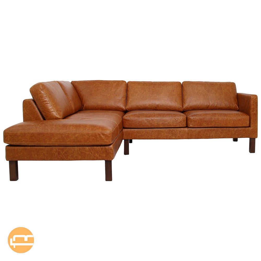 Hawthorne Sectional Left Leather Sofa - Waxy Cognac