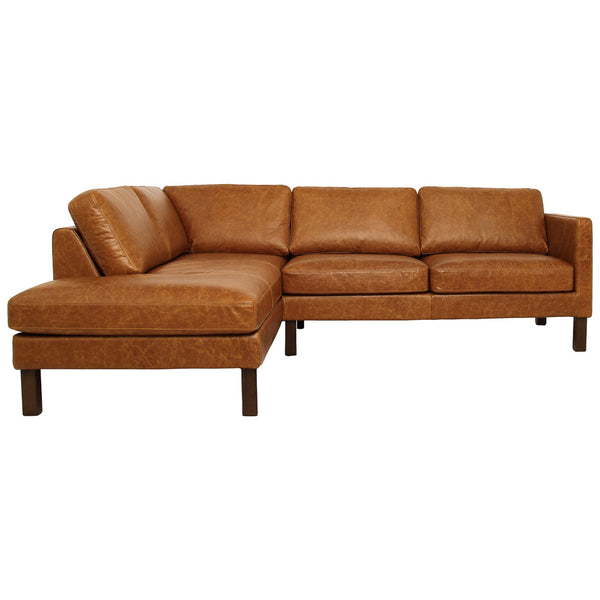 Hawthorne Sectional Left Leather Sofa - Waxy Cognac | MidinMod |