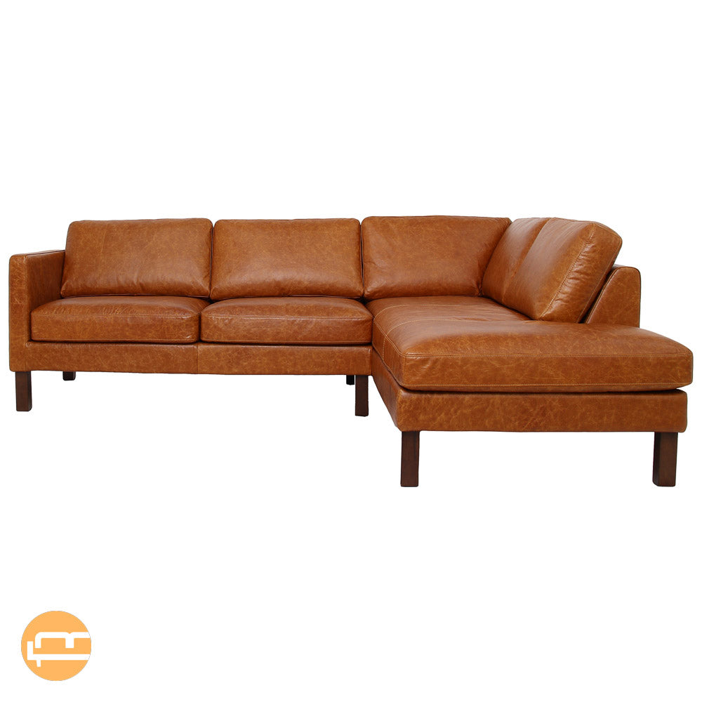 Hawthorne Sectional Right Leather Sofa - Waxy Cognac