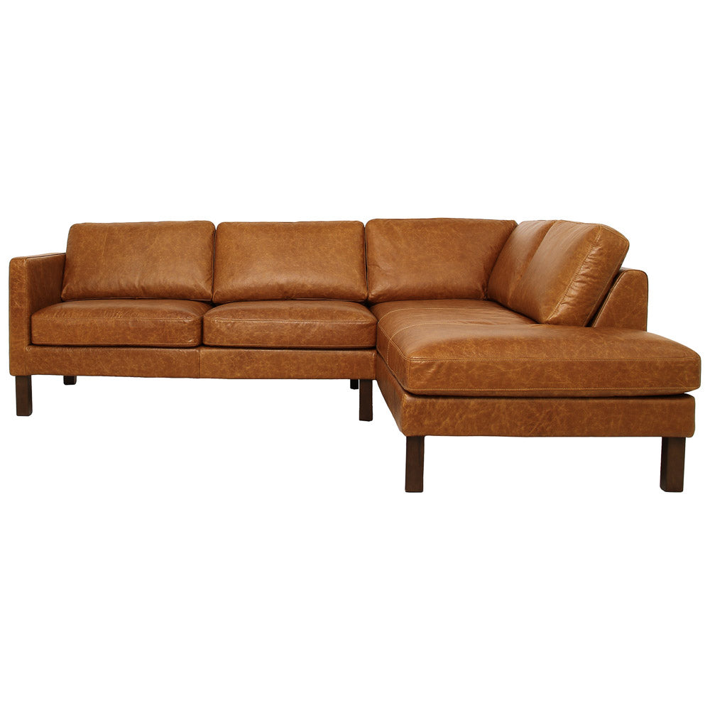 Hawthorne Sectional Right Leather Sofa - Waxy Cognac