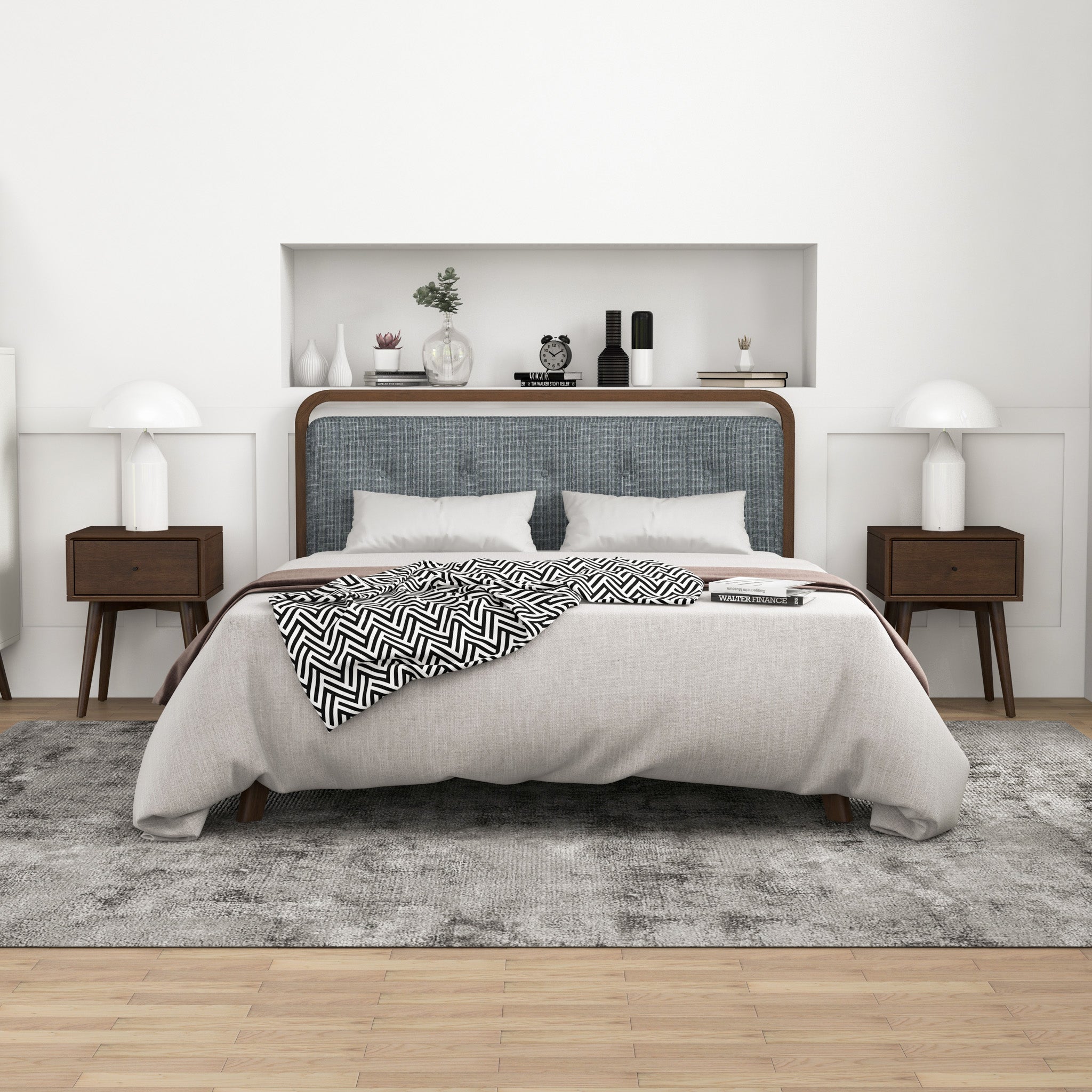 Hayes Mid-Century Modern Walnut Nightstand - MidinMod