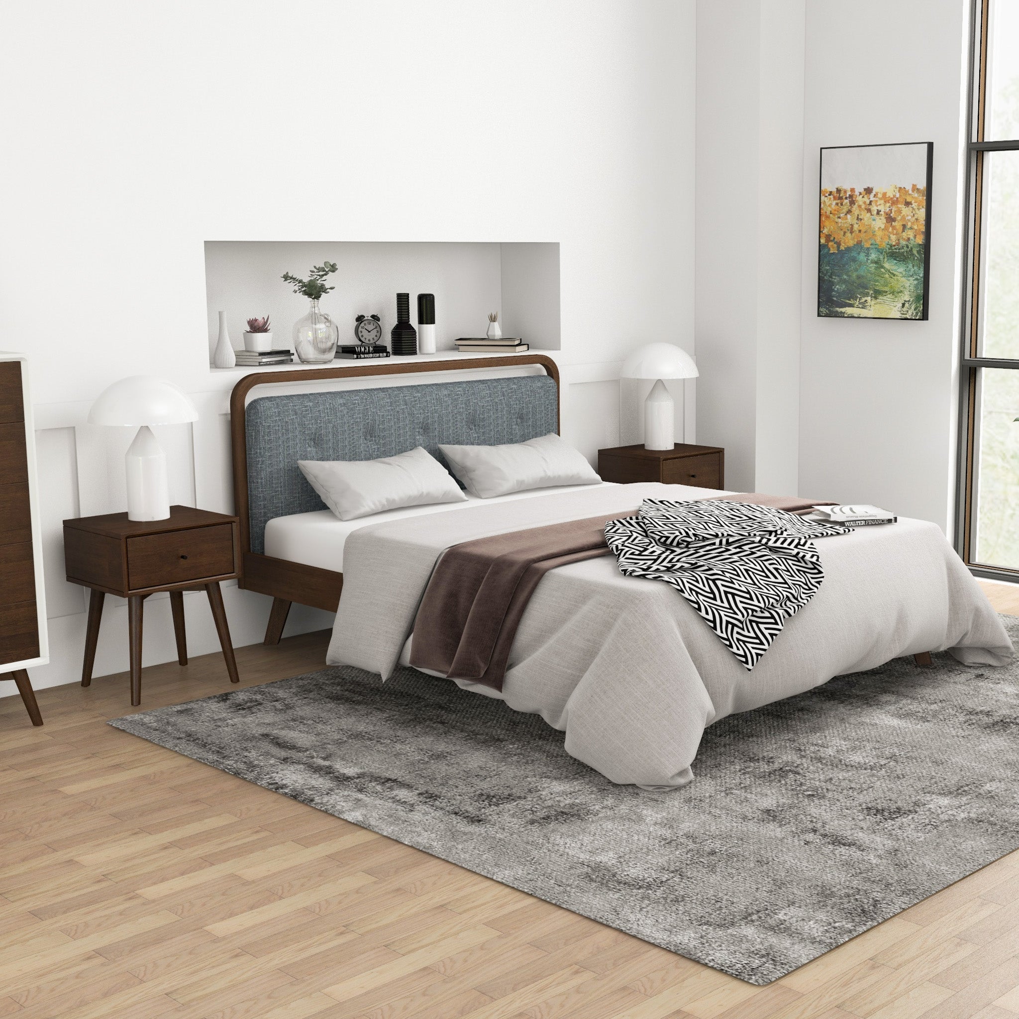 Hayes Mid-Century Modern Walnut Nightstand - MidinMod