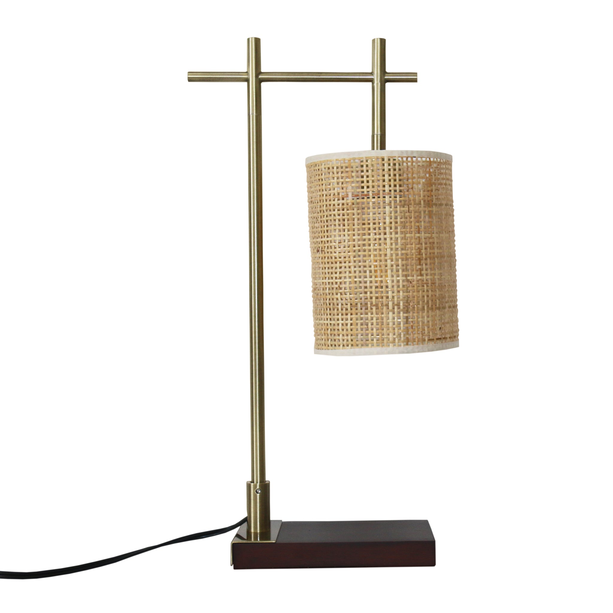 Helios Bamboo Lampshade Table Lamp - Dark Brown - Bronze