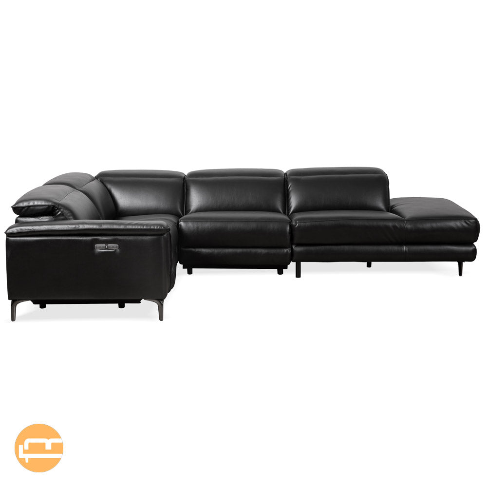 Heyworth Reclining Sectional Sofa - Black Vegan Leather