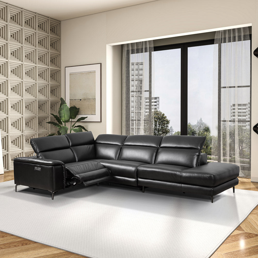 Heyworth Reclining Sectional Sofa - Black Vegan Leather