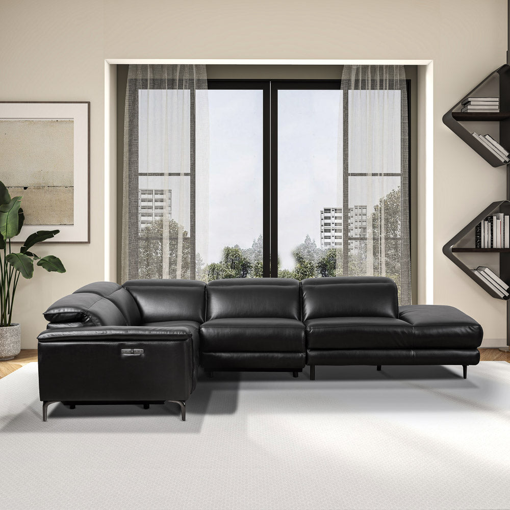 Heyworth Reclining Sectional Sofa - Black Vegan Leather