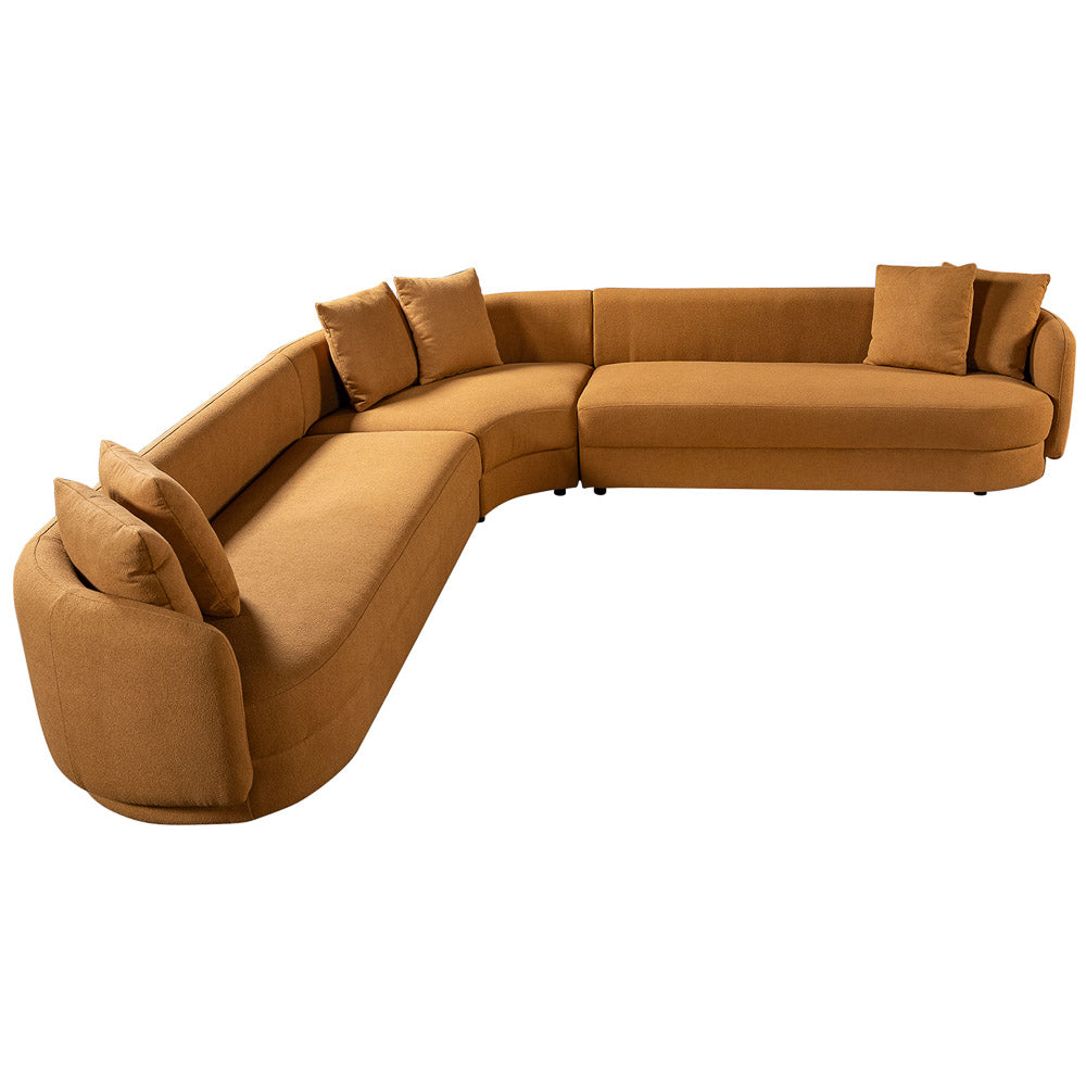 Highland Cognac Boucle Corner Sofa