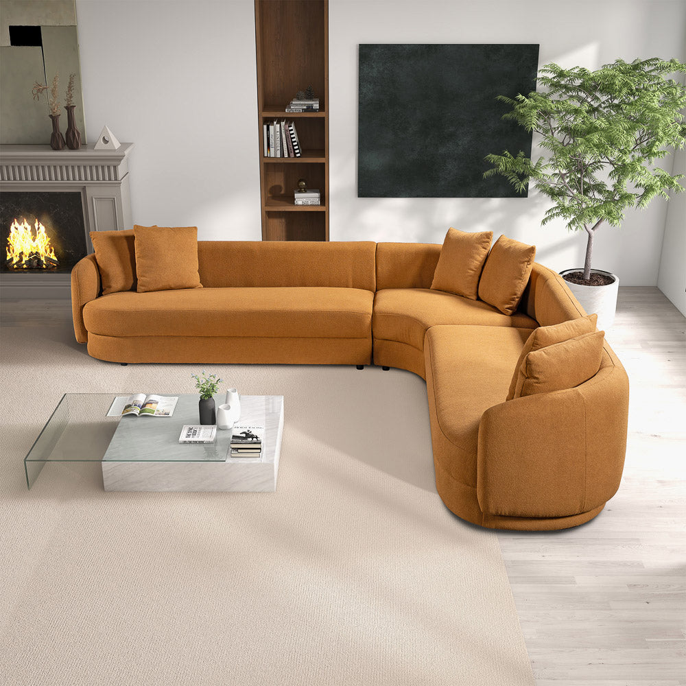 Highland Cognac Boucle Corner Sofa