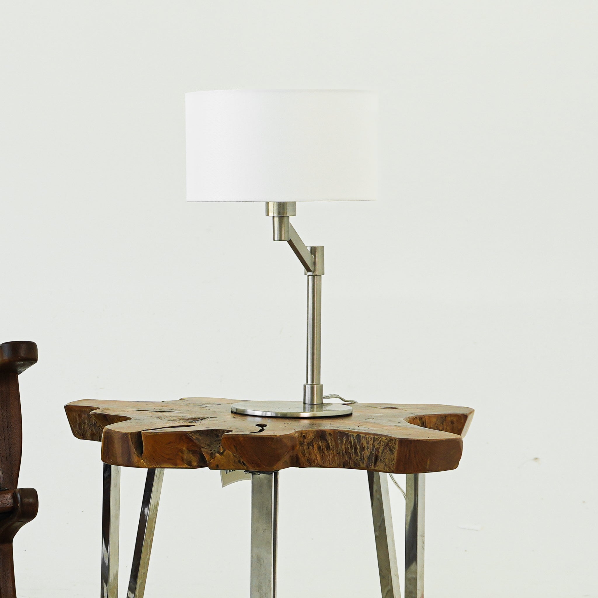 Horizon Brushed Nickel Table Lamp with On/Off Switch Metal Base Linen Shade