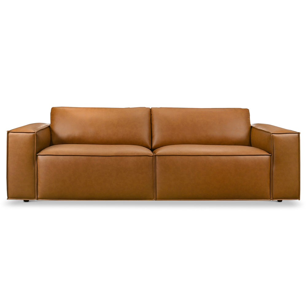 Huxley Cognac Vegan Leather Sofa - MidinMod