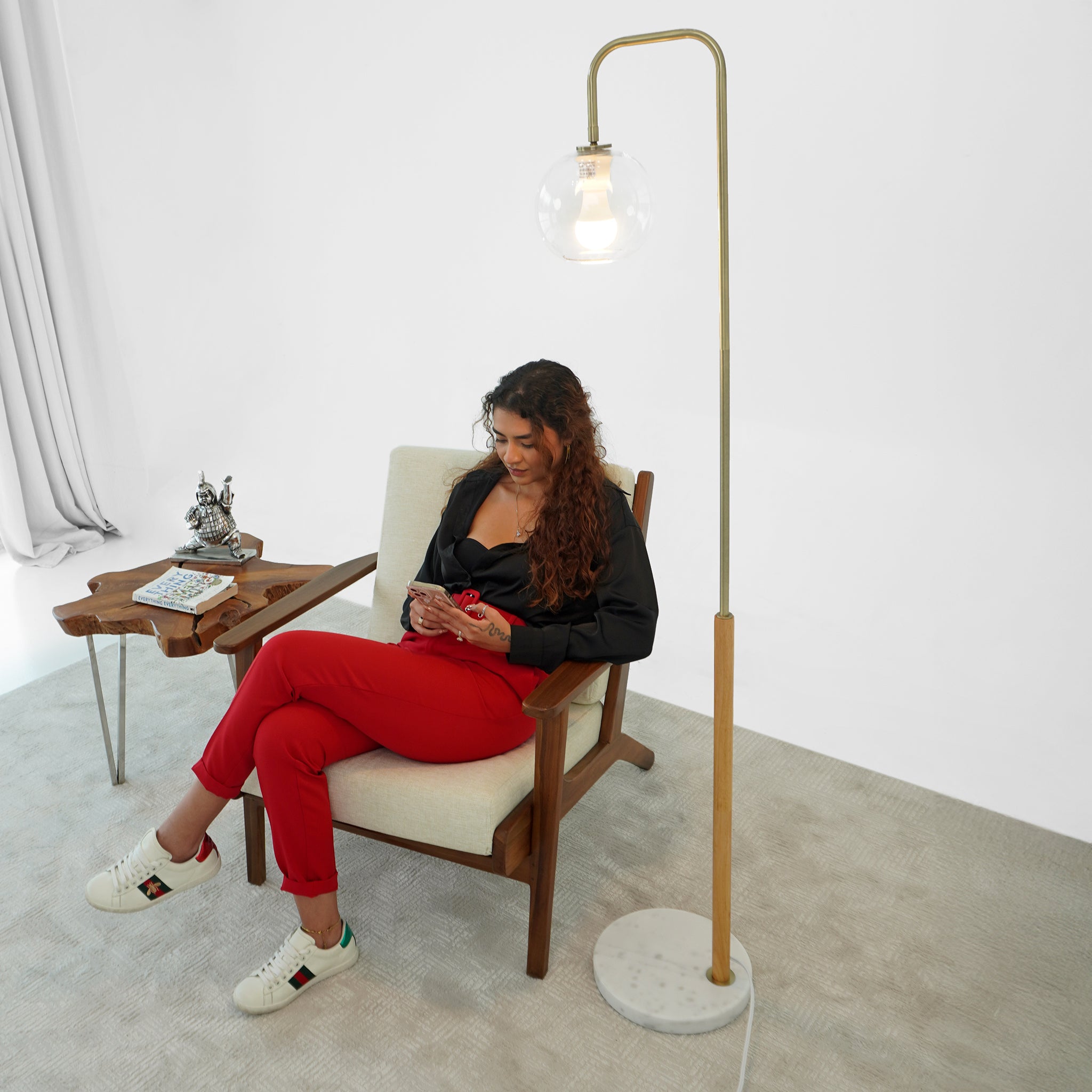 Icarus White Lampshade Floor Lamp - White