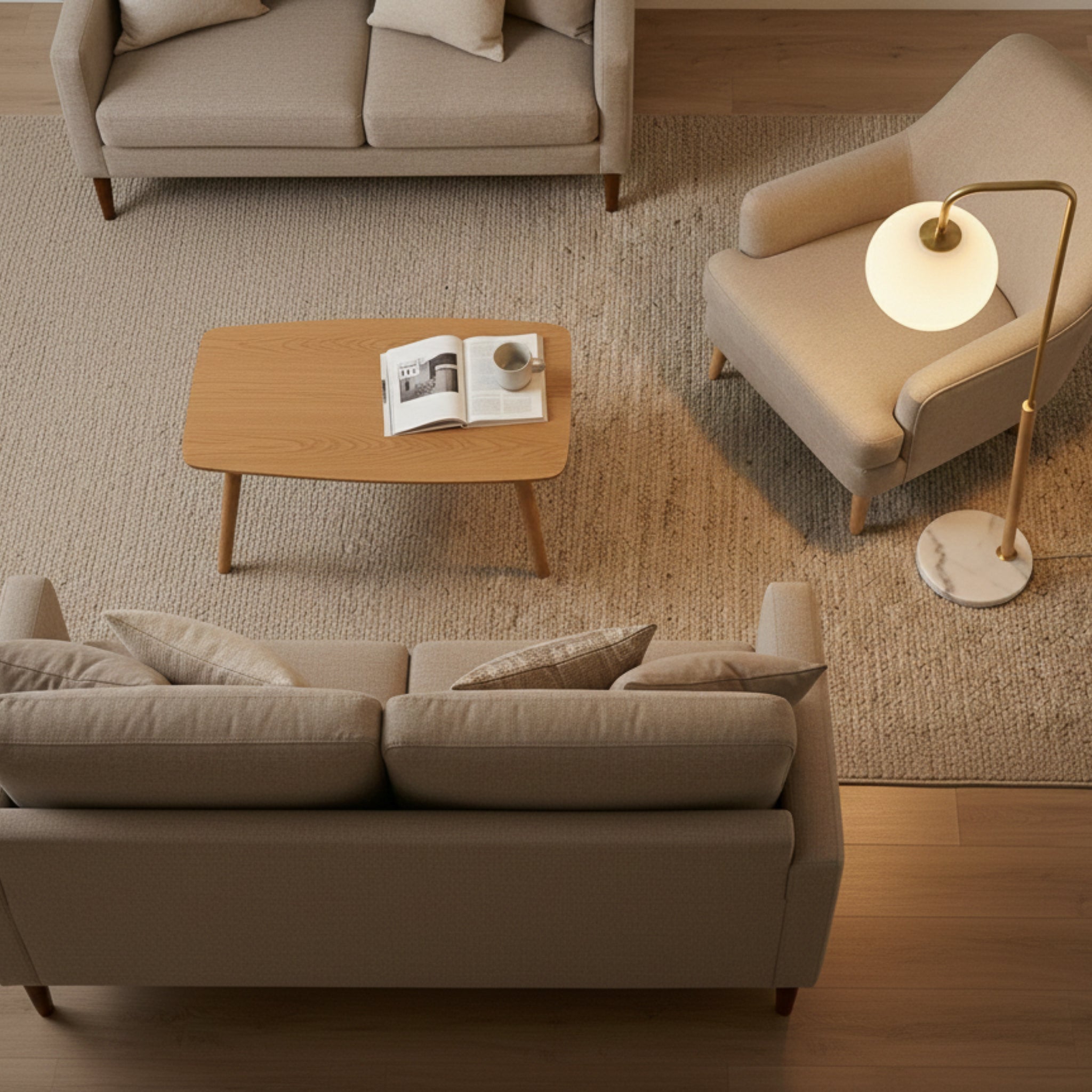 Icarus Arched Brass Floor Lamp with White Marble Base and Glass Globe | MidinMod