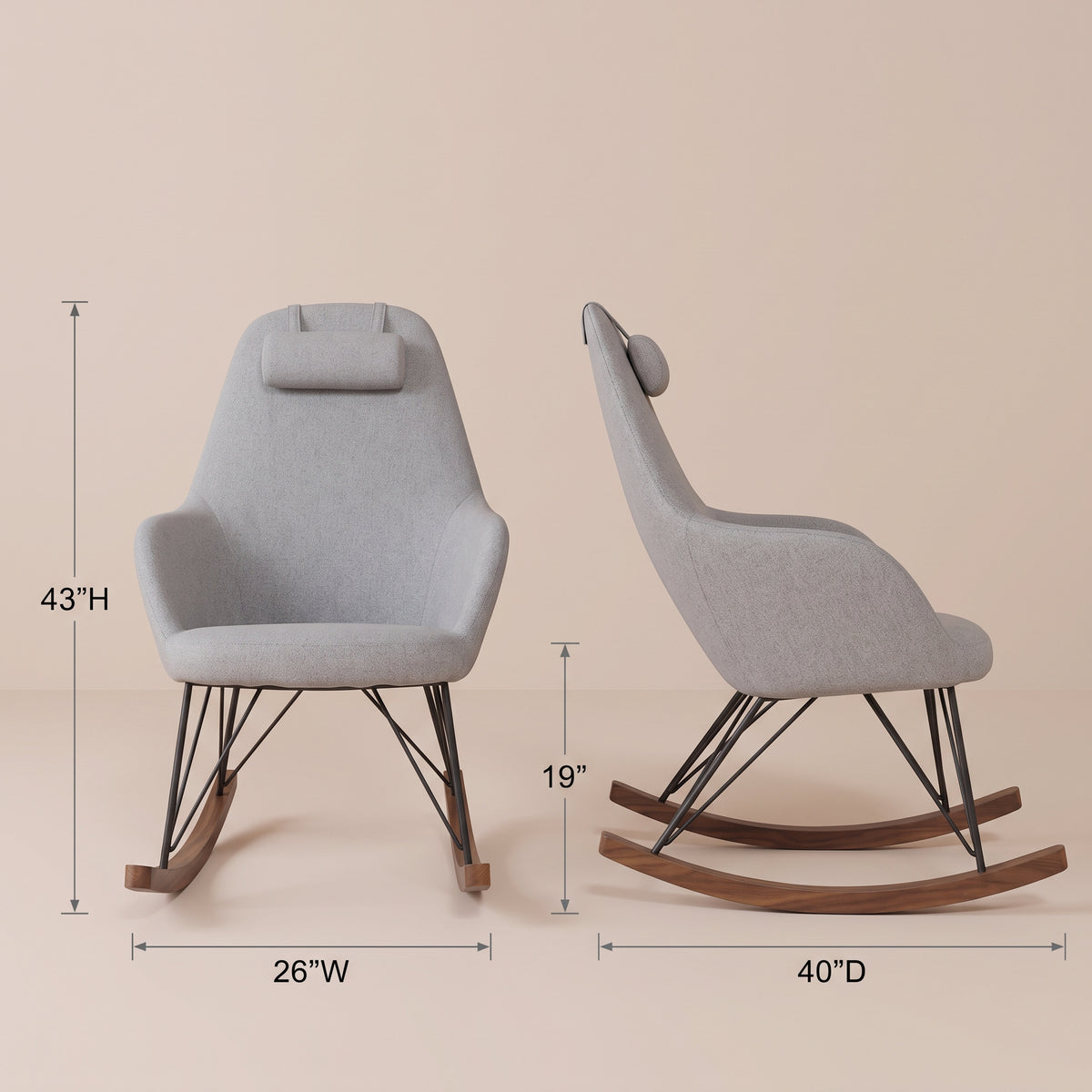 Ingrid Green Velvet Rocking Chair | Mid-Century Modern High Back Rocker | MidinMod