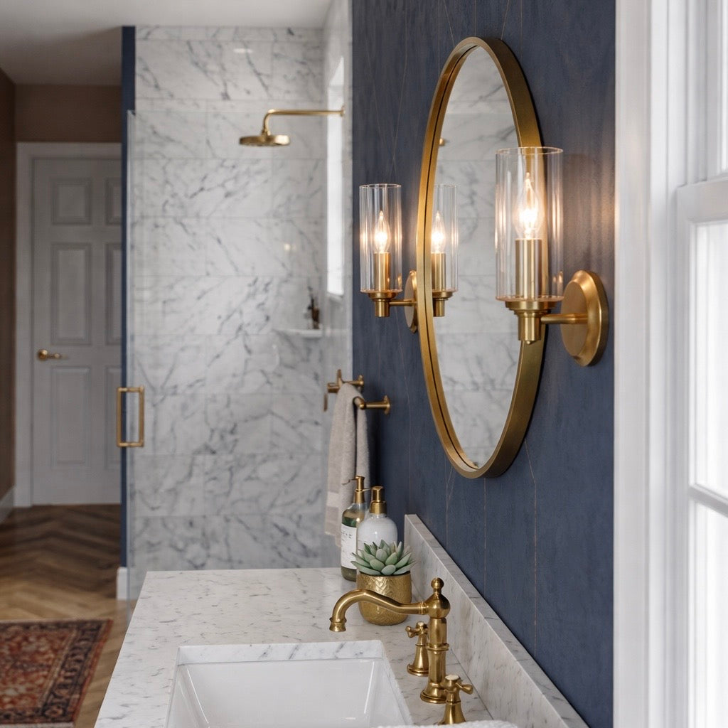 Jardin Single Light Wall Sconce | Satin Brass & Ribbed Glass | MidinMod