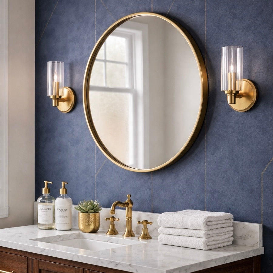 Jardin Single Light Wall Sconce | Satin Brass & Ribbed Glass | MidinMod