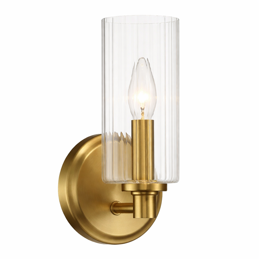 Jardin Single Light Wall Sconce | Satin Brass & Ribbed Glass | MidinMod