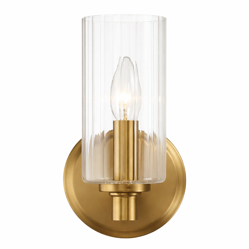 Jardin Single Light Wall Sconce | Satin Brass & Ribbed Glass | MidinMod