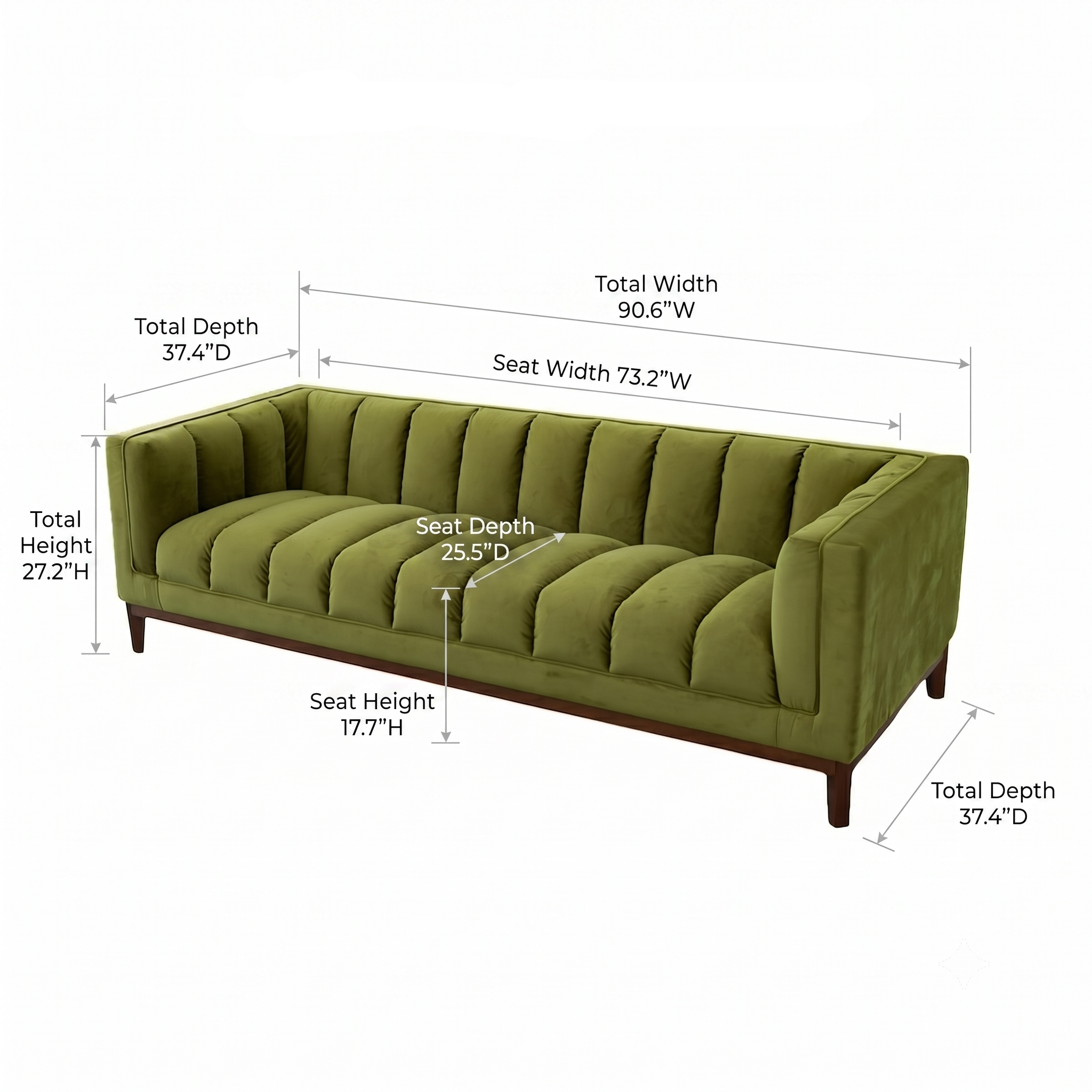Jersey Olive Green Velvet Sofa - MidinMod