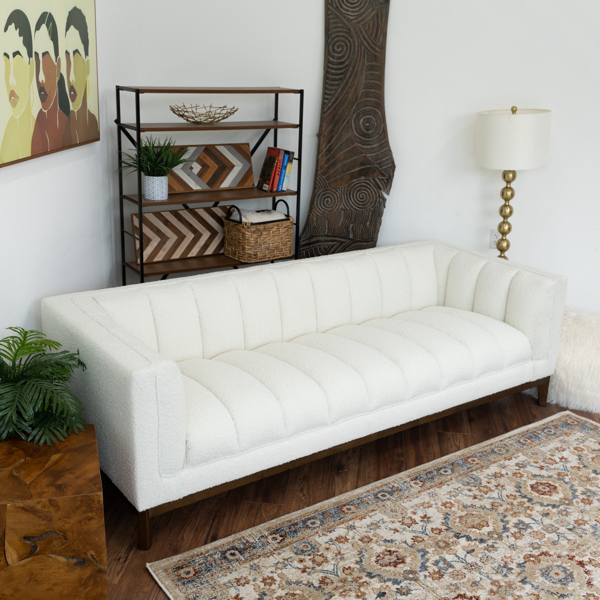 Jersey White Boucle Sofa