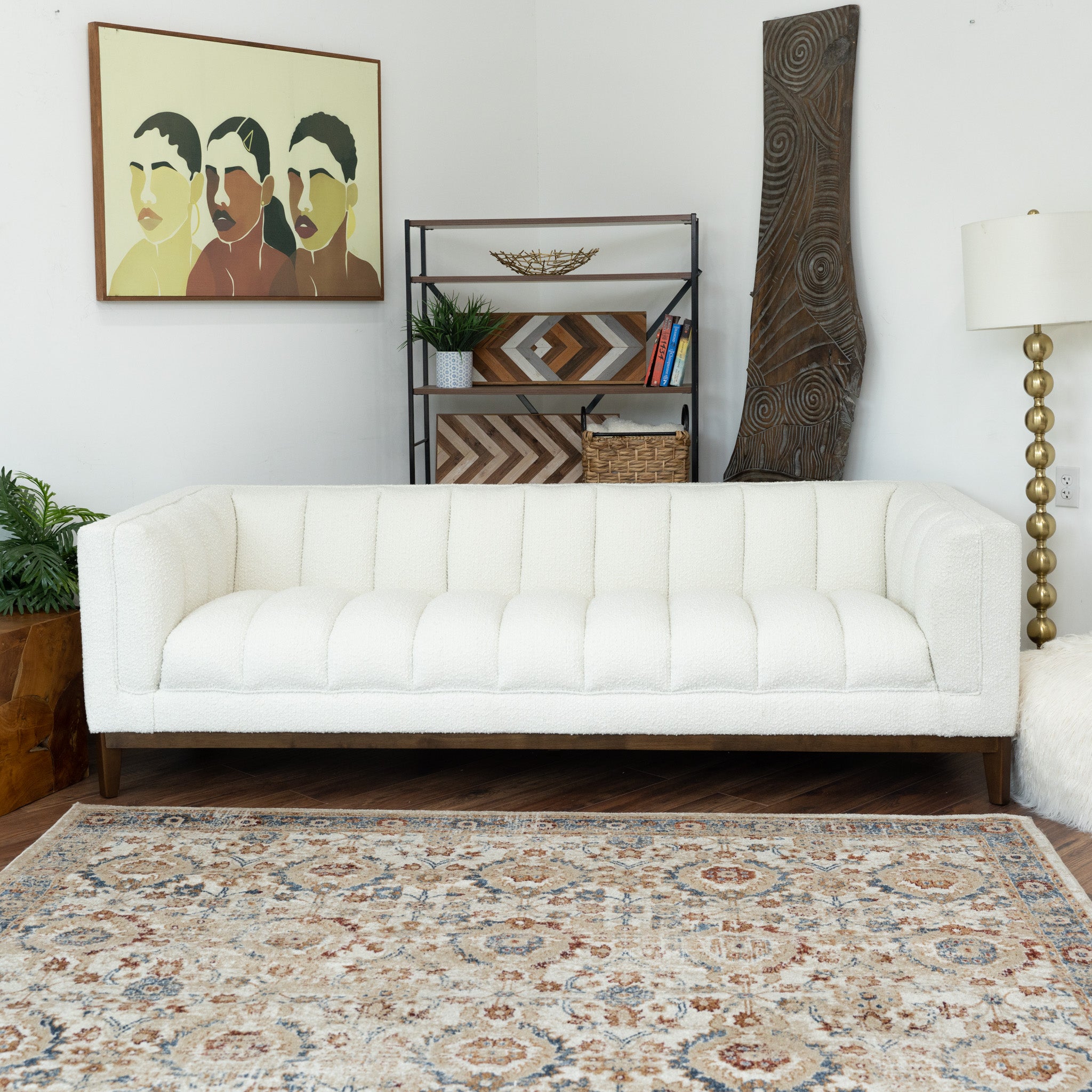 Jersey White Boucle Sofa