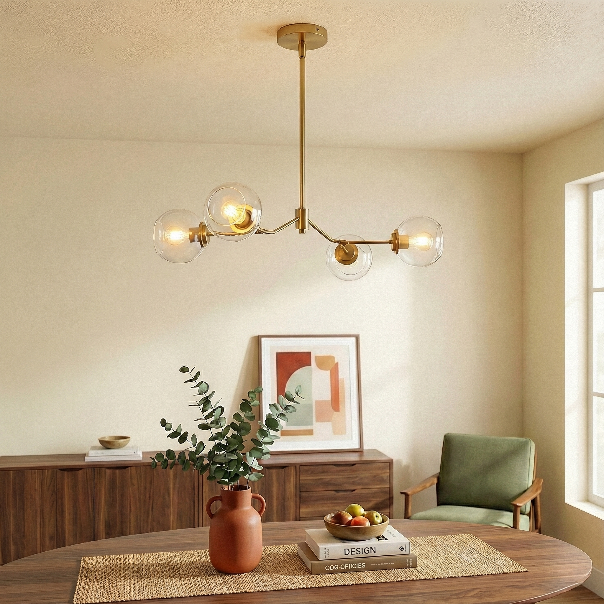 Jewel 4-Light Modern Farmhouse Chandelier | 36" Linear Hanging Fixture | MidinMod
