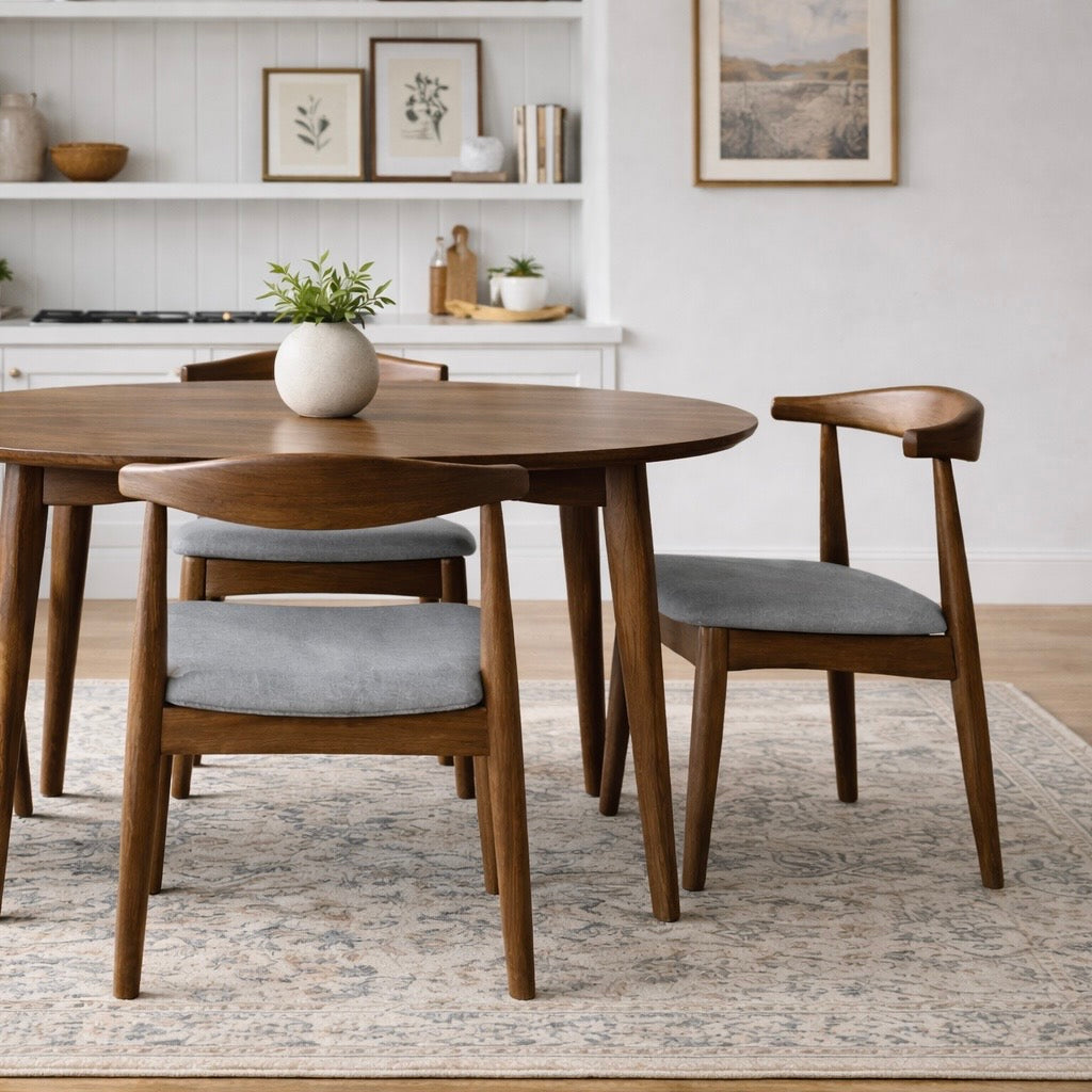 Juliet Grey Fabric Dining Chair Set | Danish-Inspired Mid-Century Design | MidinMod