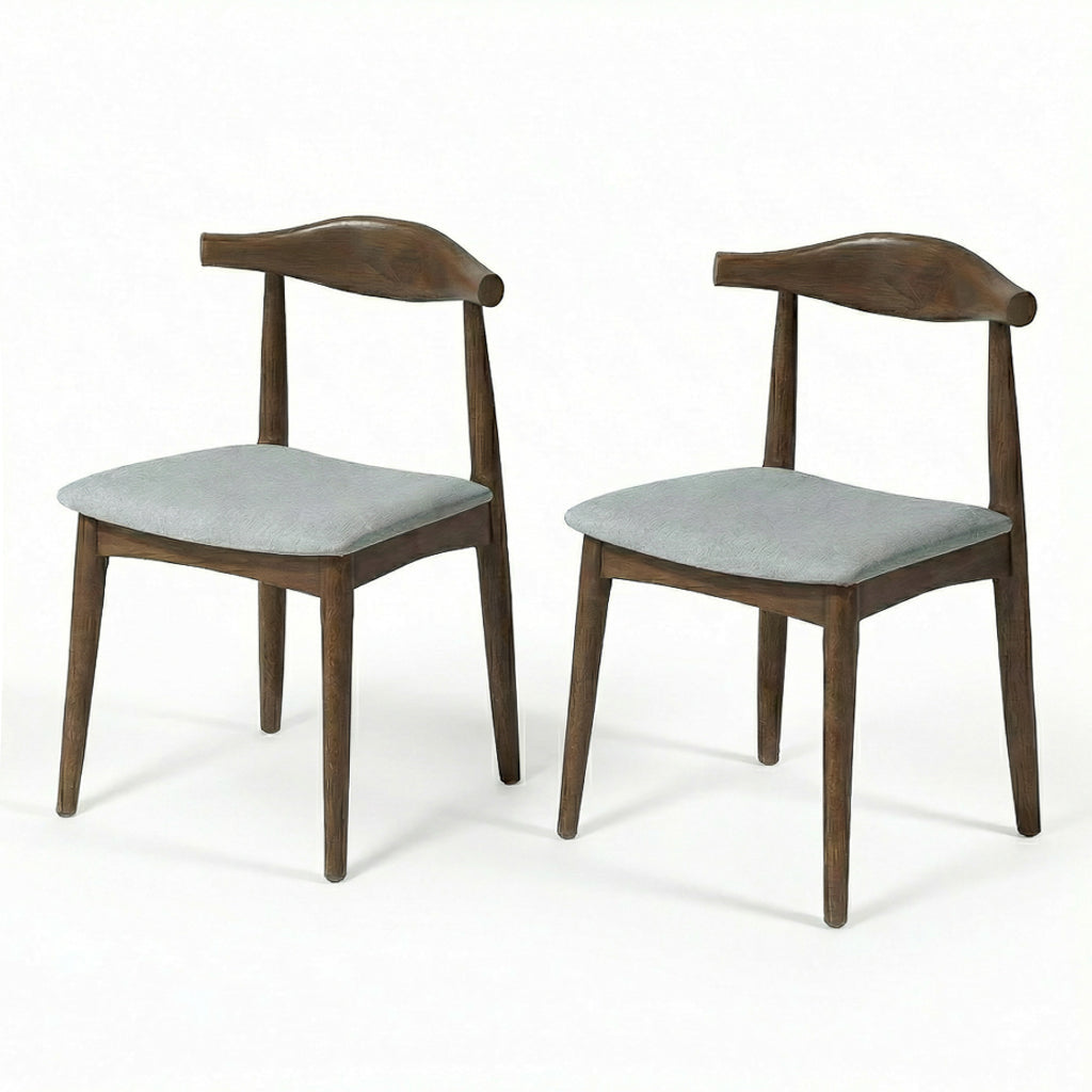 Juliet Grey Fabric Dining Chair Set | Danish-Inspired Mid-Century Design | MidinMod