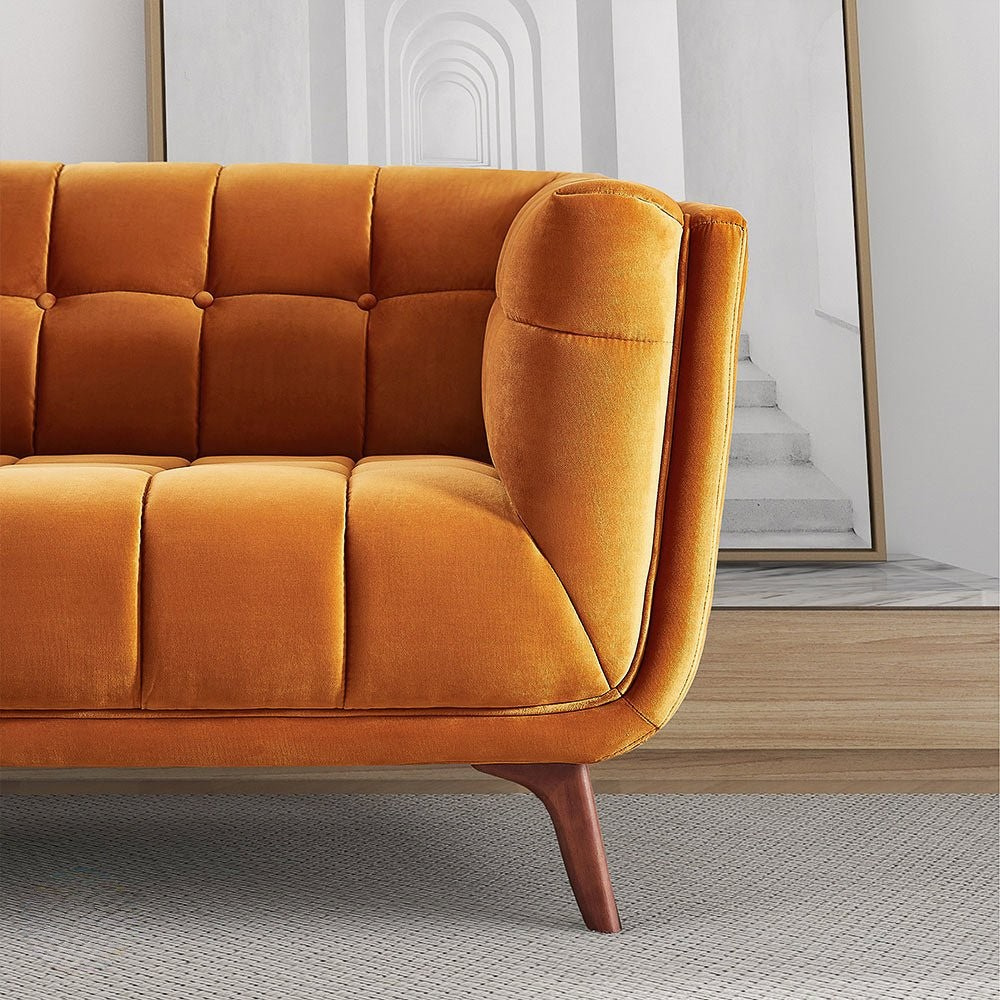 Kano Burnt Orange Velvet Large Sofa - MidinMod