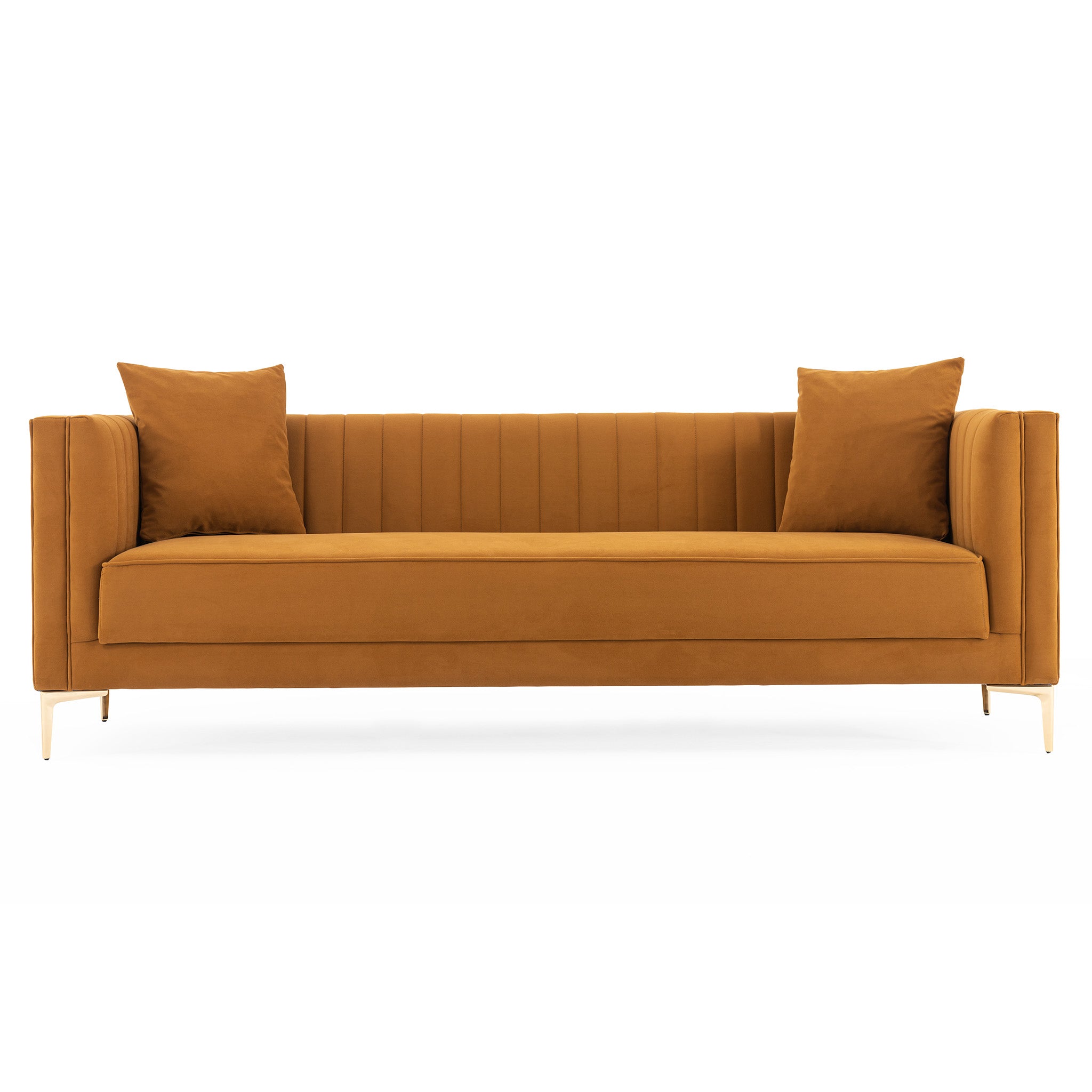 Kendra Cognac Velvet Sofa