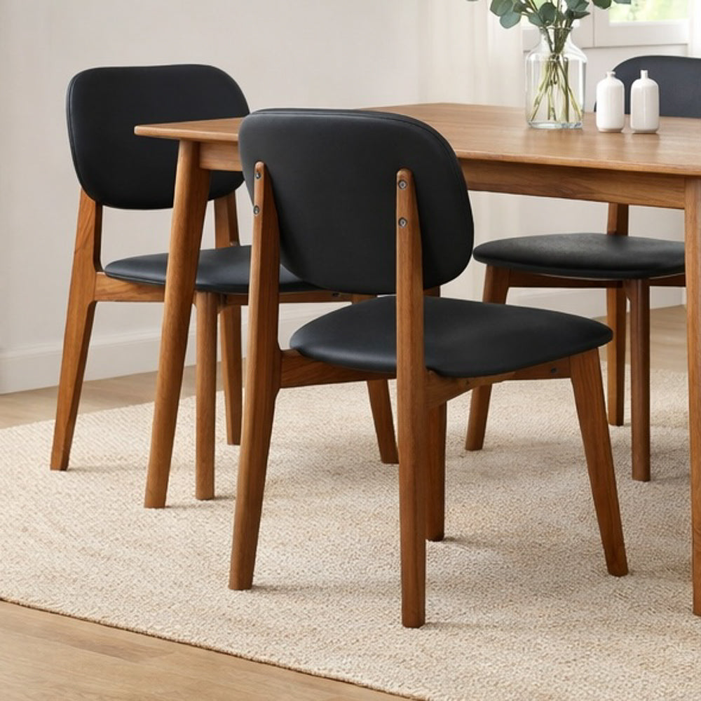 Kinsey Modern Black Vegan Leather Dining Chairs | Set of 2 | MidinMod