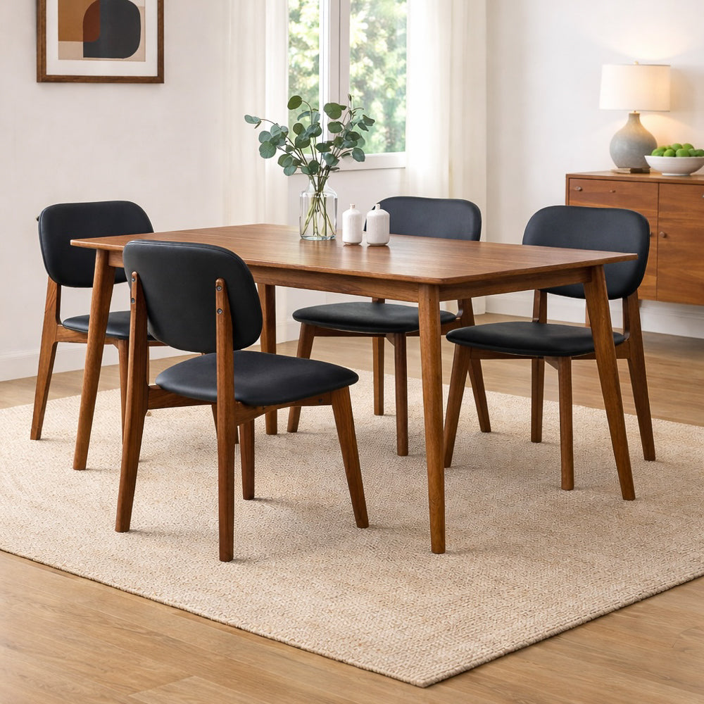 Kinsey Modern Black Vegan Leather Dining Chairs | Set of 2 | MidinMod