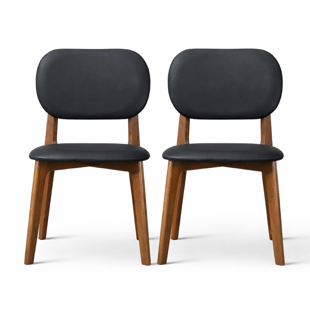 Kinsey Modern Black Vegan Leather Dining Chairs | Set of 2 | MidinMod