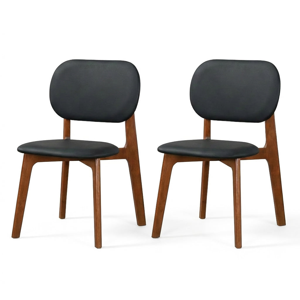 Kinsey Modern Black Vegan Leather Dining Chairs | Set of 2 | MidinMod