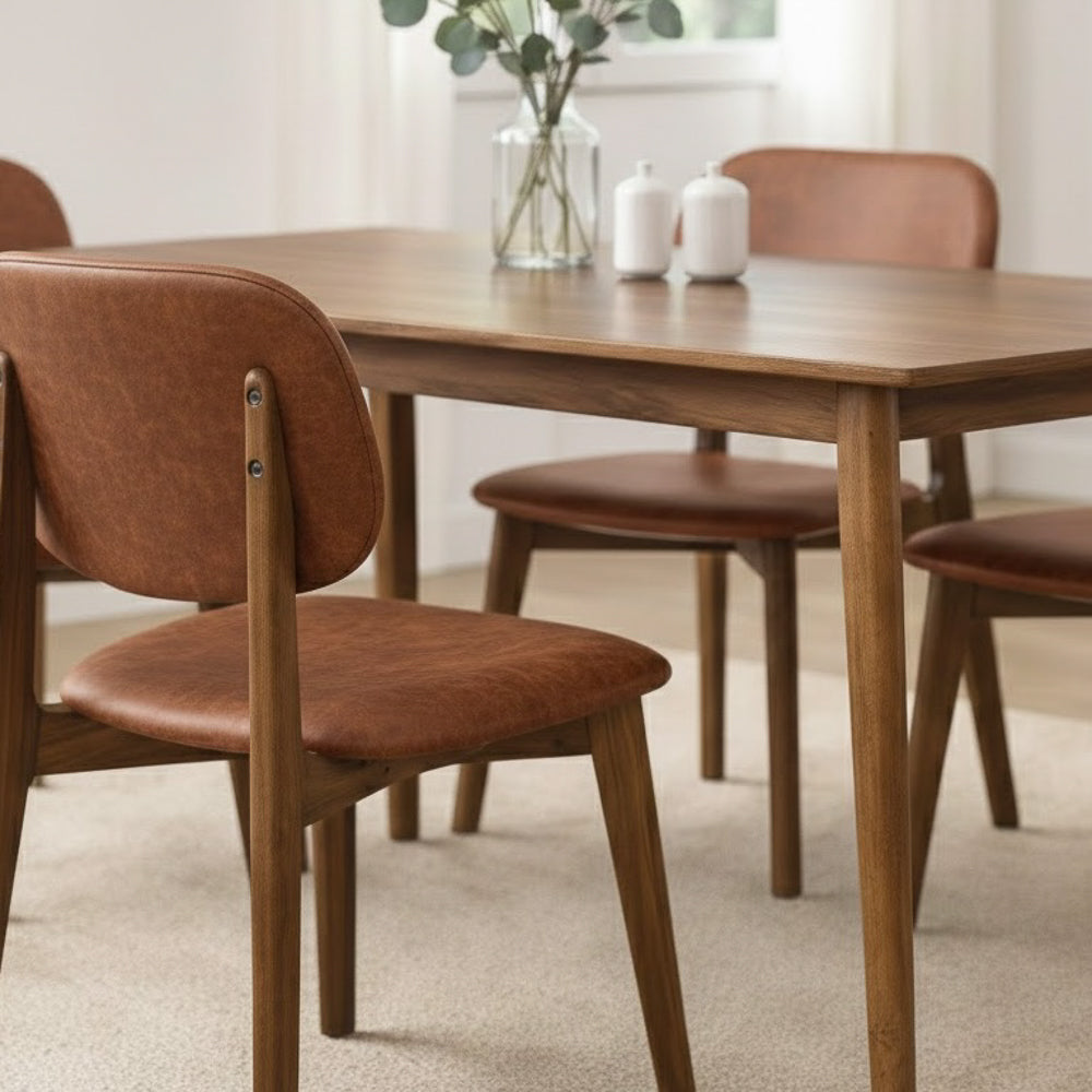 Kinsey Modern Brown Vegan Leather Dining Chairs | Set of 2 | MidinMod