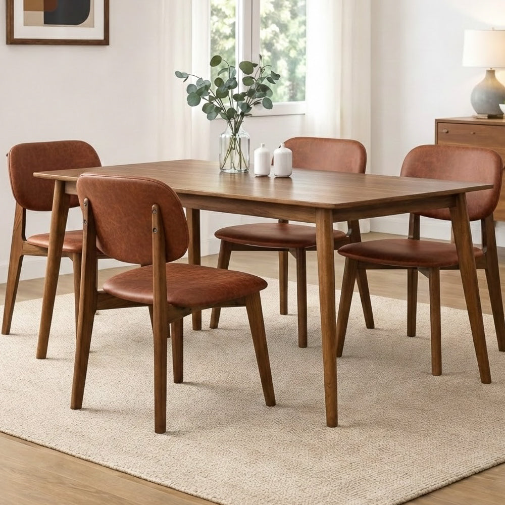 Kinsey Modern Brown Vegan Leather Dining Chairs | Set of 2 | MidinMod
